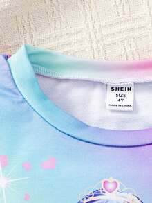 SHEIN Young Girl Unicorn Print Sweatshirt - Multicolor - View 4
