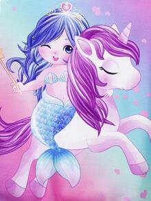 SHEIN Young Girl Unicorn Print Sweatshirt - Multicolor - View 3