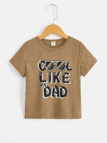 SHEIN Young Boy Slogan Graphic Tee - Khaki - View 1