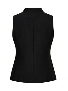 Celure 大碼花卉刺繡盤口前馬甲西裝外套 - 黑色 - 查看 2