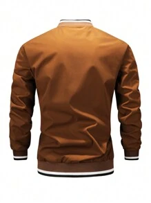 Manfinity Homme Men Long Sleeve Casual Letter Graphic Striped Trim Bomber Jacket