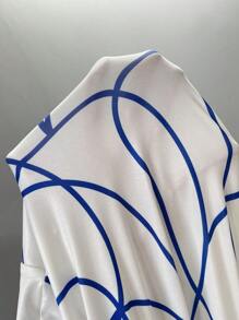 SHEIN Clasi Geo Print Asymmetrical Hem Bodycon Dress - Blue - View 4