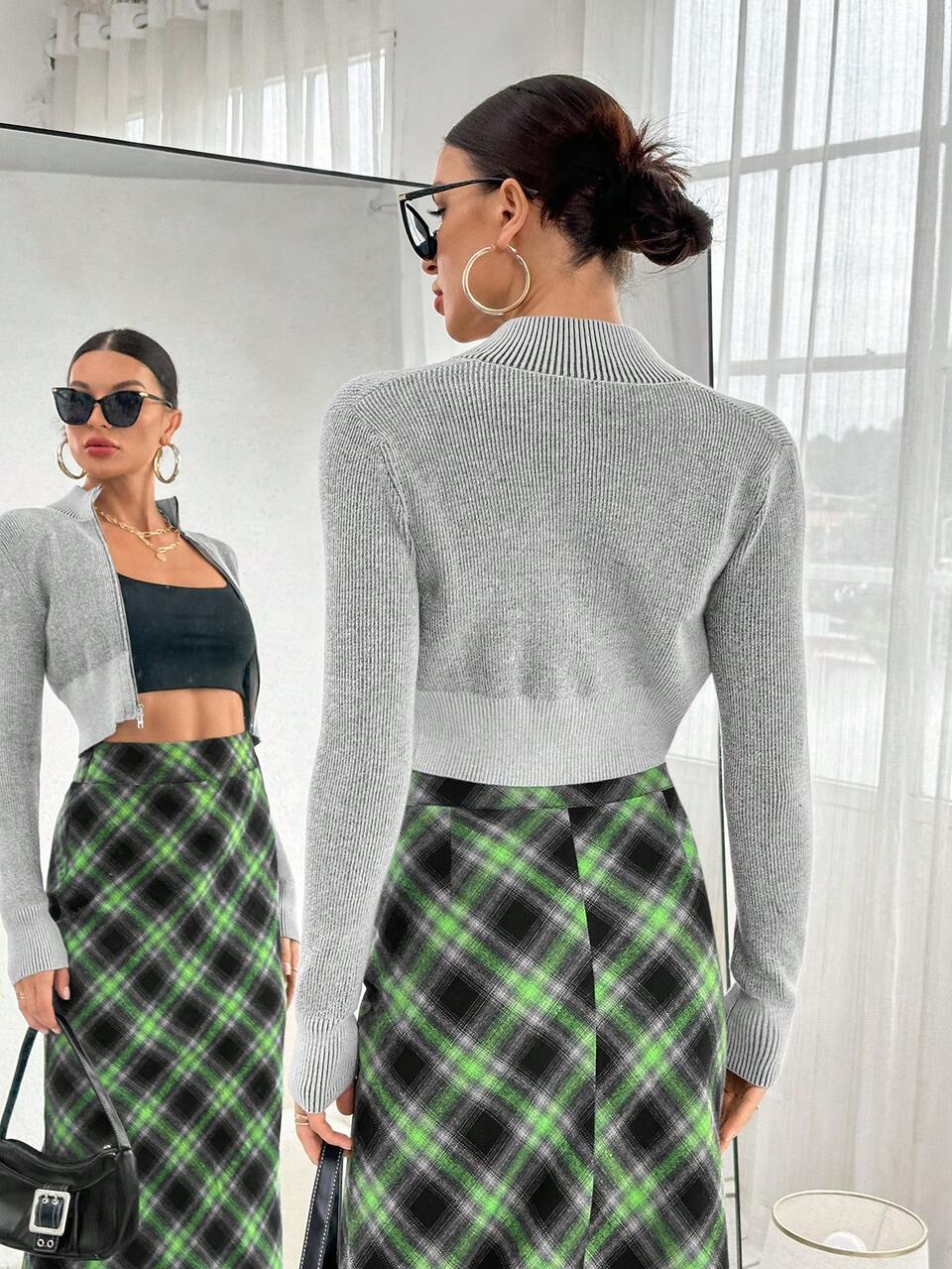 Zip Up Crop Cardigan