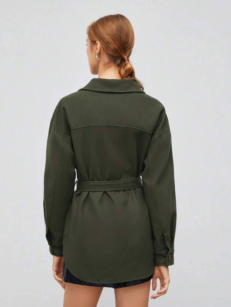 Flap Pocket Drop Shoulder Overcoat