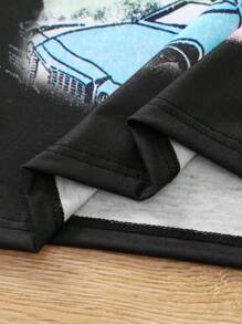 SHEIN 女大童汽車和字母圖案T恤 - 黑色 - 查看 6