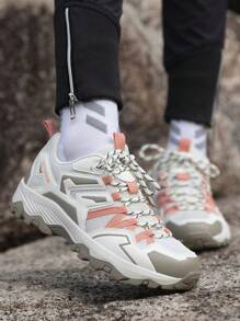 Women's Beige Lace Up Lightweight Breathable Outdoor Hiking Shoes - Beige - View 1