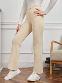 少女交叉腰針織褲