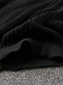 EMERY ROSE 大碼落肩袖條紋針織套頭毛衣 - 黑色 - 查看 5