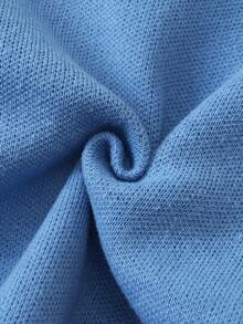 SHEIN Tween Girl Floral Appliques Sweater - Blue - View 7