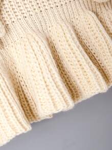 SHEIN Tween Girl Ruffle Trim Peplum Sweater - Apricot - View 4