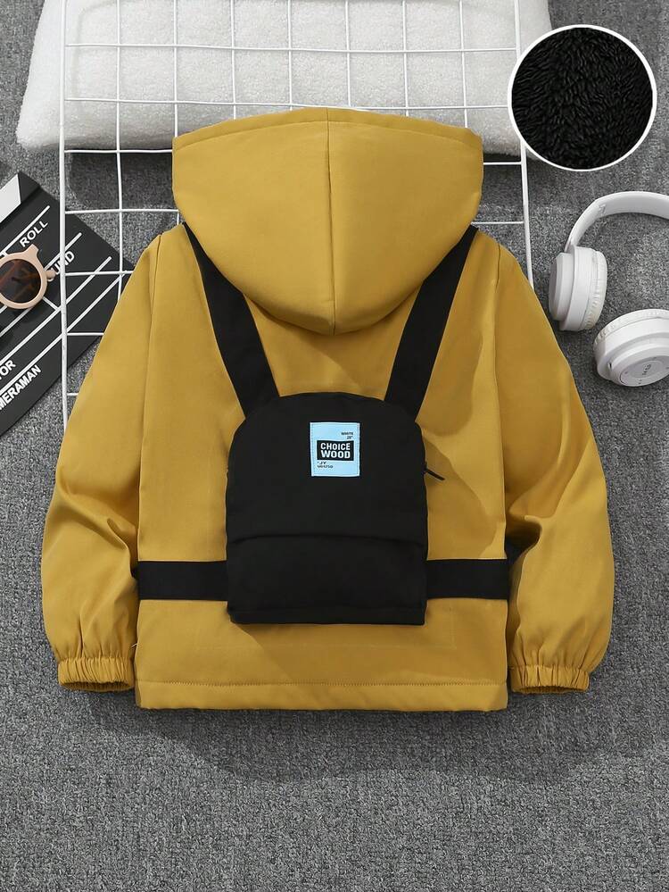 Young Boy Kangaroo Pocket Hooded Jacket With Bag