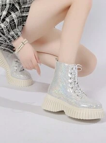 Women's Fashionable Silver Boots - Silver - View 7