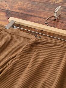 SHEIN LUNE Plus Solid Slant Pocket Wide Leg Pants - Khaki - View 3