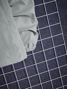 Manfinity BRENVOR Loose Fit Men Long Sleeve Letter Patched Half Button Hooded Jacket, Fall