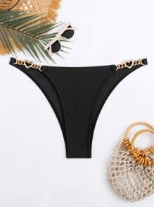 链式比基尼泳裤，适合夏季海滩度假 - 黑色 - 查看 4