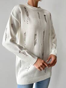 Jednolity Podarte Opuszczane ramiona Swetry