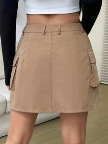SHEIN EZwear Flap Pocket Side Cargo Skirt