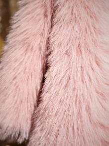 SHEIN Baby Girls' Street Style Solid Color Fleece Jacket - Pink - View 5