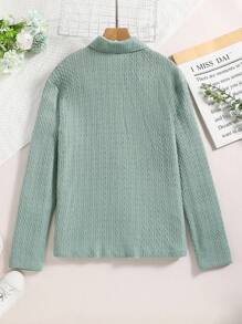 Thiếu niên cô gái Chi tiết về Flap Nút phía trước Áo sơ mi - màu xanh lá - Xem 2