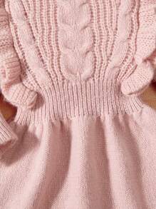 Baby Girl Ruffle Trim Cable Knit Sweater Dress