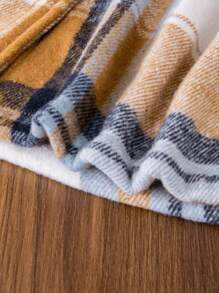 SHEIN Young Girl 1pc Plaid Print Borg Collar Bow Front Overcoat - Multicolor - View 6