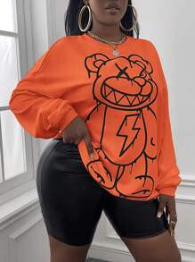 Slaydiva 休閒卡通大碼運動衫 - 玫紅色 - 查看 3