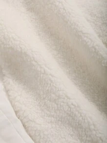 DAZY Solid Crop Teddy Jacket,Thermal Lined - Beige - View 6