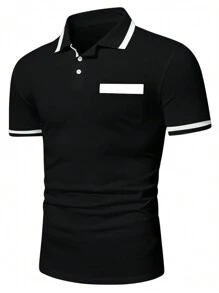 Manfinity Mode Men Contrast Trim Polo Shirt