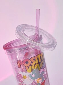 SHEIN X Care Bears 650ml Love Bear Semi-transparent Straw Cup - Multicolor - View 7