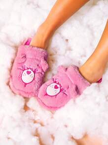 SHEIN X Care Bears Dép đi trong nhà thêu hình gấu hồng dễ thương, QUÀ TẶNG - Hồng - Xem 8