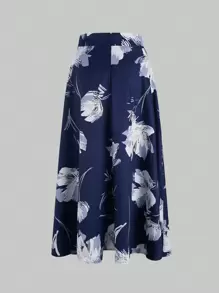 EMERY ROSE 花卉印花喇叭裙 - 藏蓝色 - 查看 2