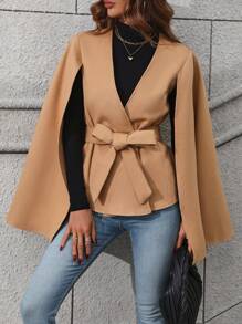 SHEIN LUNE 斗篷袖束帶大衣