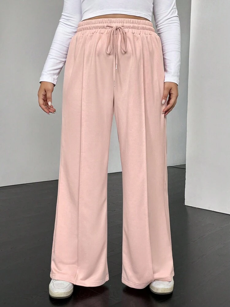 SHEIN EZwear Plus Pantalon De Survêtement À Cordon Ample - Vieux Rose - Voir 4