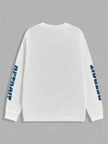 Manfinity EMRG Men Plus Letter Graphic Sweatshirt - White - View 2