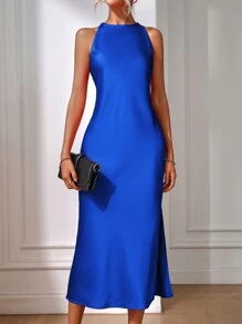 EMERY ROSE Đầm Maxi Tank Dress Satin Trơn Cho Nữ - Xanh đậm - Xem 7