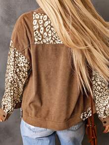 Acelitt 豹紋印花落肩袖夾克 - 棕色 - 查看 2