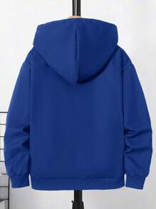 Áo khoác trùm đầu có lót nhiệt Tween Boy Letter không có áo thun - Màu xanh lam - Xem 2