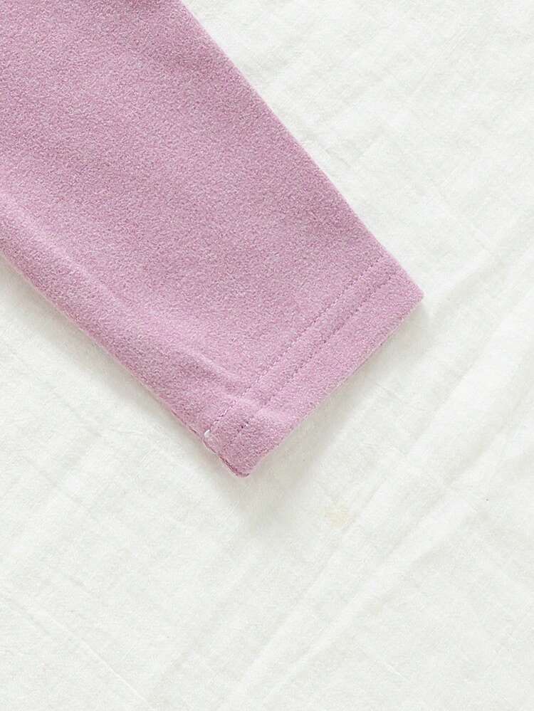 SHEIN Baby Girl 2pcs Solid Mock Neck Tee - Multicolor - View 4