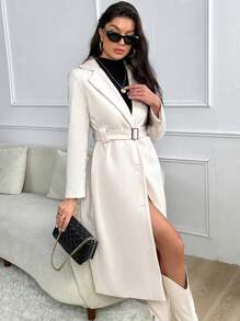 SHEIN Privé 西裝領腰帶花呢外套