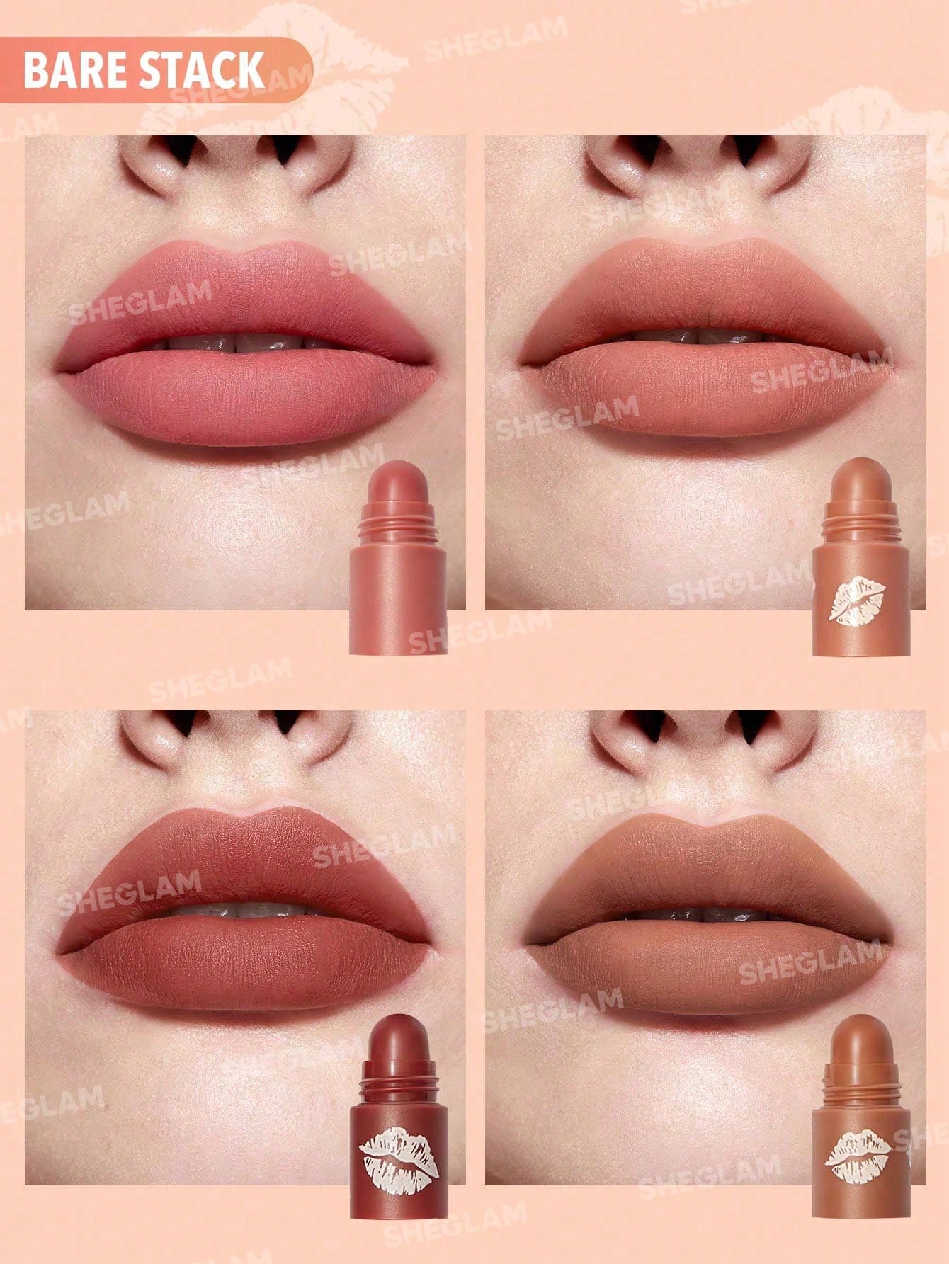SHEGLAM مجموعة أحمر الشفاه Mega Lip Stacks-Nude-Ba...