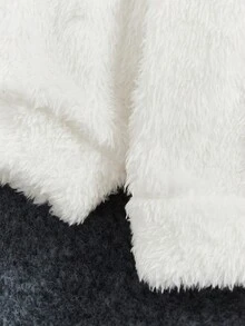 SHEIN 小男孩卡通刺繡袋鼠口袋泰迪連帽衫和褲子 - 卡其色 - 查看 3