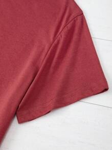 INAWLY 建築和字母圖案T恤 - 酒紅色 - 查看 3