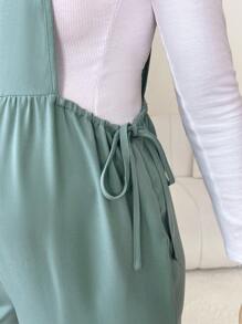 SHEIN Maternity Solid Overall Jumpsuit Without Tee - Green - View 5