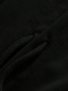 ROMWE MEN Street Life 男士星星&字母圖案抽繩連帽衫 - 黑色 - 查看 8