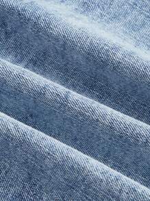 SHEIN MOD 大碼拉鏈開襟抹胸牛仔上衣 - 銀色 - 查看 3