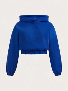 SHEIN BASICS Plus Cozy Fleece Drop Shoulder Thermal Hoodie