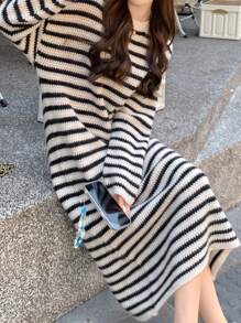 Ladies áo len váy - Đen và trắng - Xem 1