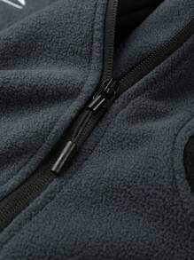 Manfinity Sport Corelite Men Colorblock Zip Up Thermal Lined Fleece Jacket Workout Tops Grey Jacket - Grey - View 8