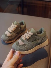 女童運動鞋,橄欖綠復古風格百搭設計 - 軍綠色 - 查看 4