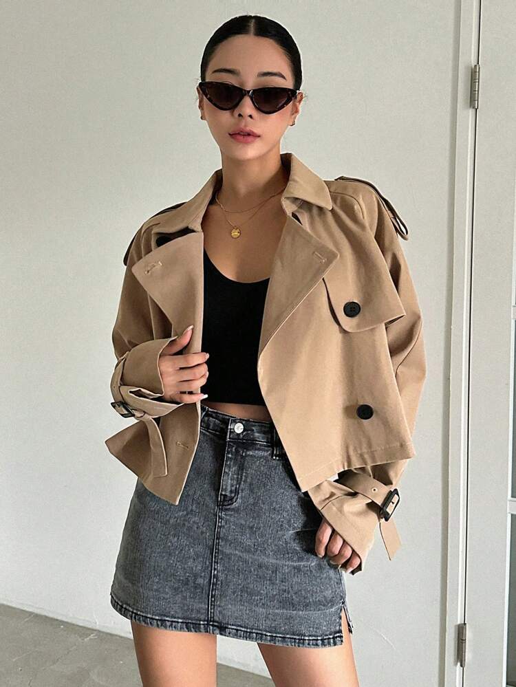 Women's Casual Short Trench Coat, Spring/Autumn Jacket